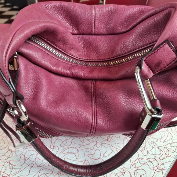 B Makowsky Purple Leather Shoulder Bag - Picture 3 of 5